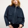Jachetă bomber din imitație de piele de căprioară Jachetă bomber din imitație de piele de căprioară