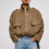 Jachetă bomber din imitație de piele de căprioară Jachetă bomber din imitație de piele de căprioară