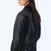 Jachetă bomber matlasată cu efect de piele Jachetă bomber matlasată cu efect de piele