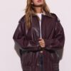 Jachetă de motociclist Oversize cu efect de piele
