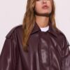 Jachetă de motociclist Oversize cu efect de piele