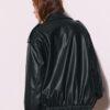 Jachetă de motociclist Oversize cu efect de piele Jachetă de motociclist Oversize cu efect de piele