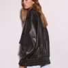 Jachetă de motociclist Oversize cu efect de piele Jachetă de motociclist Oversize cu efect de piele