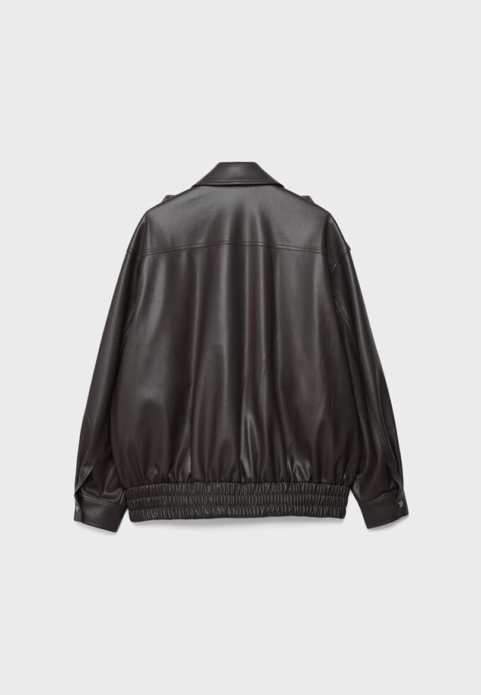 Jachetă de motociclist Oversize cu efect de piele Jachetă de motociclist Oversize cu efect de piele