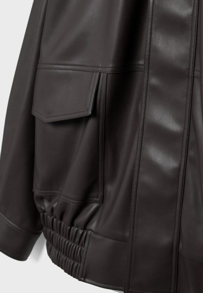 Jachetă de motociclist Oversize cu efect de piele Jachetă de motociclist Oversize cu efect de piele