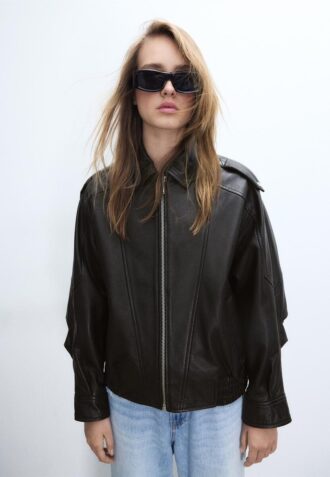 Jachetă de piele Oversize