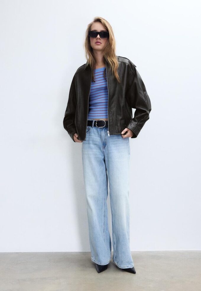Jachetă de piele Oversize Jachetă de piele Oversize