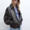 Jachetă de piele Oversize Jachetă de piele Oversize
