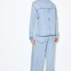 Jachetă din denim cu buzunare aplicate și strasuri Jachetă din denim cu buzunare aplicate și strasuri