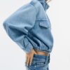 Jachetă din denim cu croi balon Jachetă din denim cu croi balon