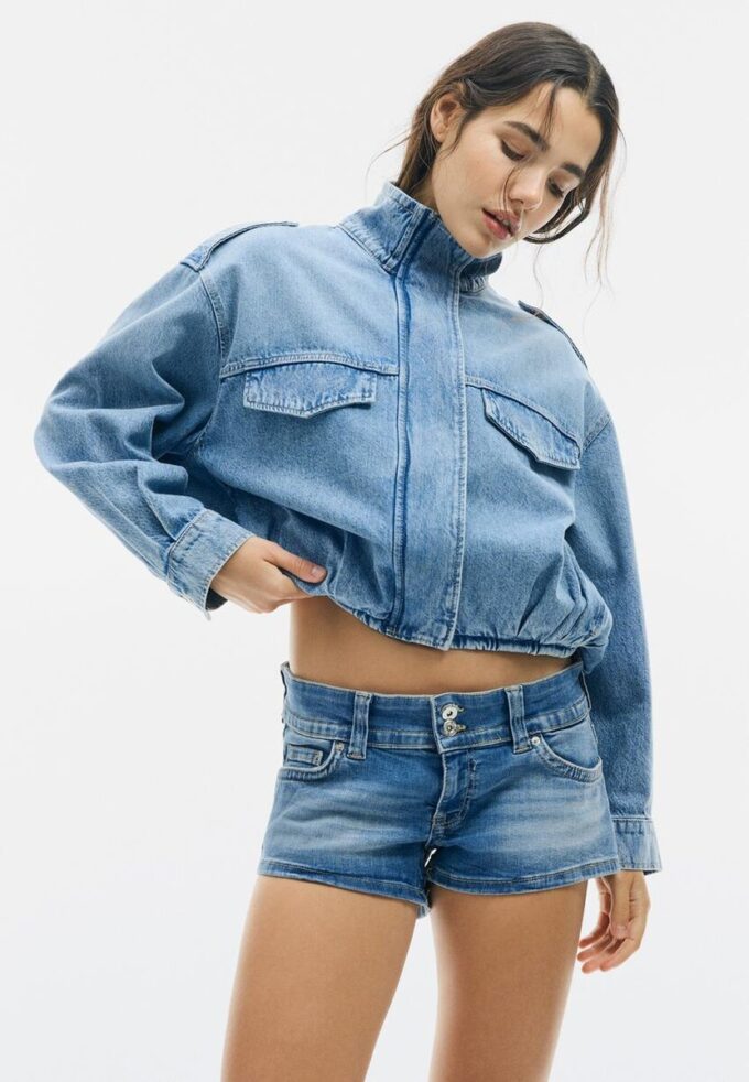 Jachetă din denim cu croi balon Jachetă din denim cu croi balon