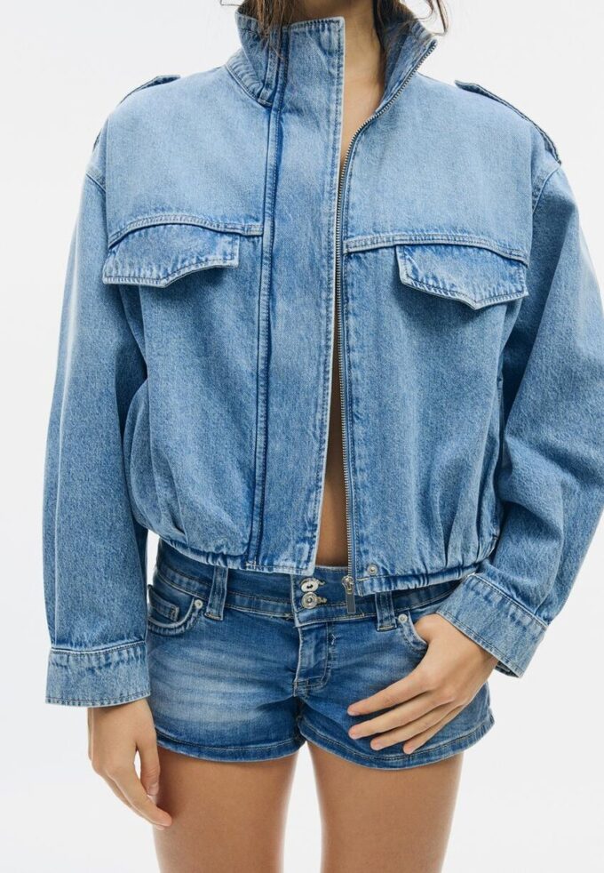 Jachetă din denim cu croi balon Jachetă din denim cu croi balon