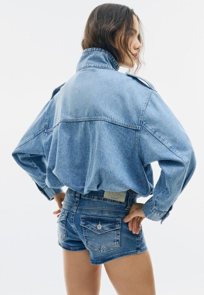 Jachetă din denim cu croi balon Jachetă din denim cu croi balon