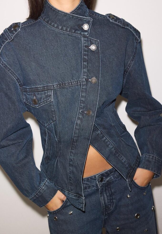 Jachetă din denim cu croi încrucișat Jachetă din denim cu croi încrucișat