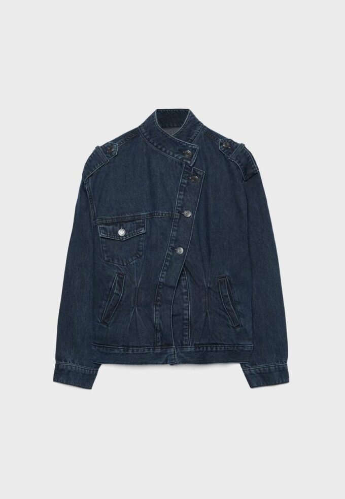 Jachetă din denim cu croi încrucișat Jachetă din denim cu croi încrucișat