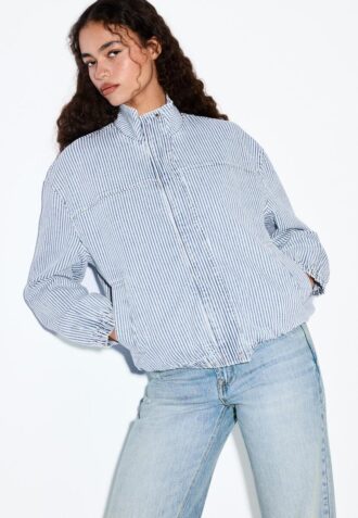 Jachetă din denim cu dungi