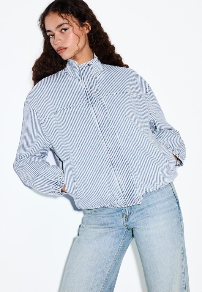 Jachetă din denim cu dungi Jachetă din denim cu dungi