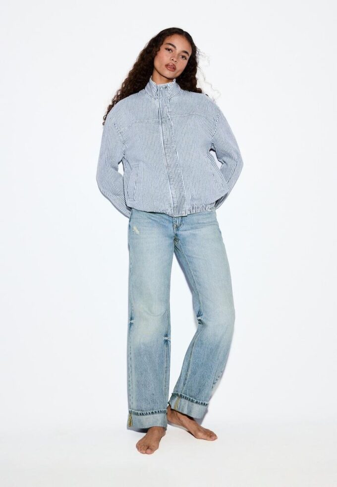 Jachetă din denim cu dungi Jachetă din denim cu dungi