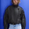 Jachetă oversize cu clapă, 100% piele Jachetă oversize cu clapă, 100% piele