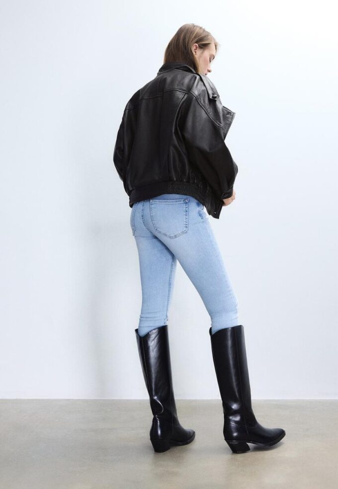 Jachetă oversize cu clapă, 100% piele Jachetă oversize cu clapă, 100% piele