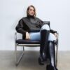 Jachetă oversize cu clapă, 100% piele Jachetă oversize cu clapă, 100% piele