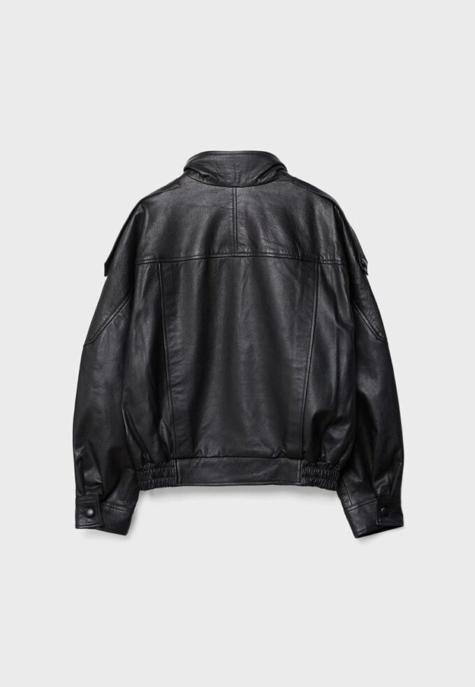 Jachetă oversize cu clapă, 100% piele Jachetă oversize cu clapă, 100% piele