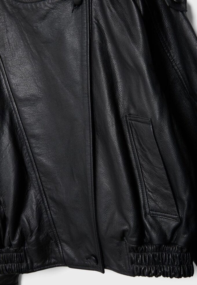 Jachetă oversize cu clapă, 100% piele Jachetă oversize cu clapă, 100% piele
