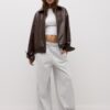 Jachetă oversize cu efect de piele Jachetă oversize cu efect de piele