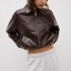 Jachetă oversize cu efect de piele Jachetă oversize cu efect de piele