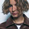 Jachetă oversize cu efect de piele Jachetă oversize cu efect de piele