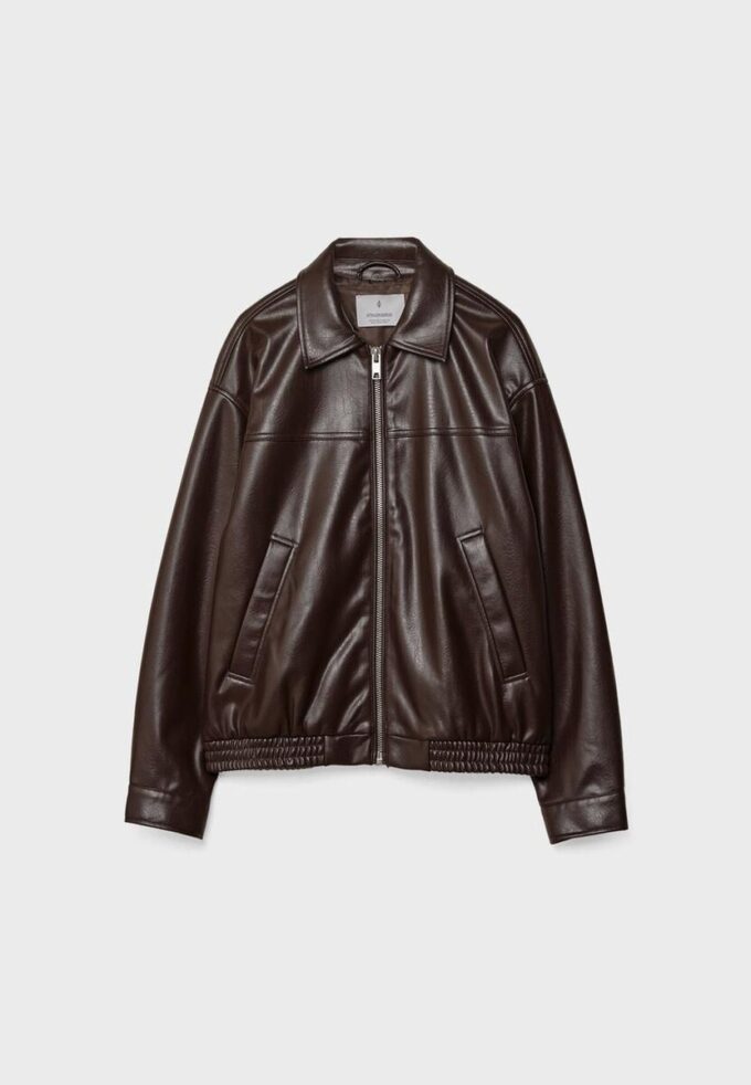Jachetă oversize cu efect de piele Jachetă oversize cu efect de piele