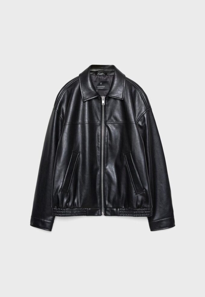 Jachetă oversize cu efect de piele Jachetă oversize cu efect de piele