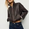 Jachetă oversize cu efect de piele spălată Jachetă oversize cu efect de piele spălată