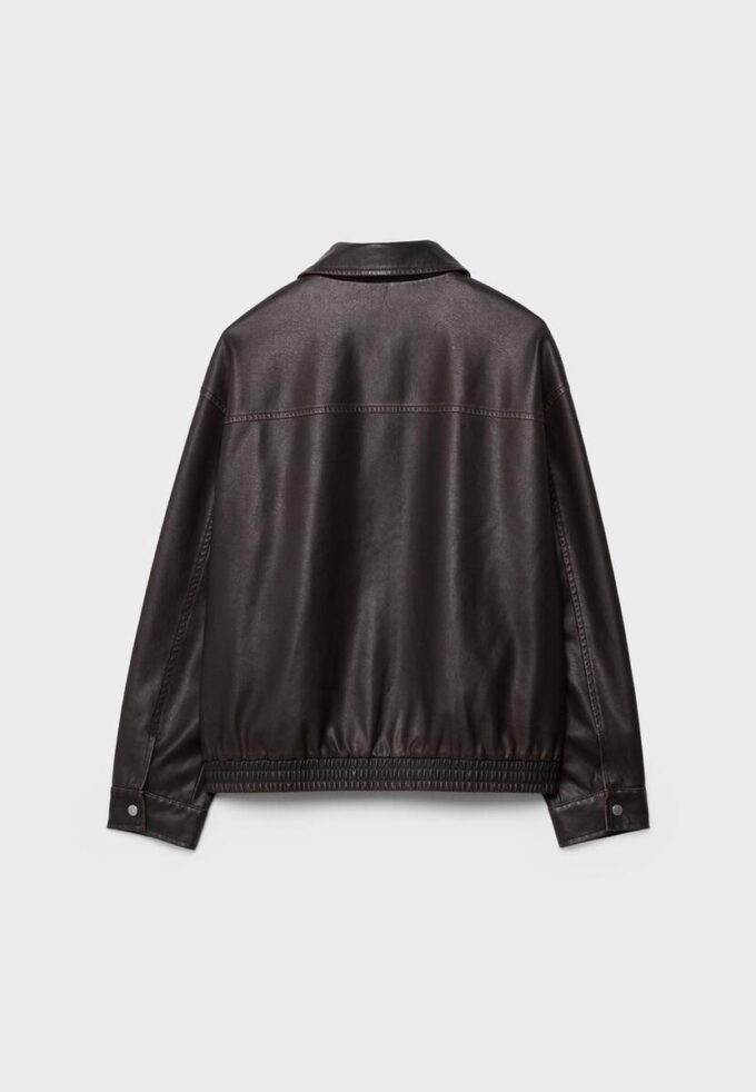 Jachetă oversize cu efect de piele spălată Jachetă oversize cu efect de piele spălată