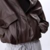 Jachetă oversize din imitație de piele