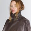 Jachetă oversize din imitație de piele cu revere Jachetă oversize din imitație de piele cu revere
