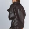 Jachetă oversize din imitație de piele cu revere Jachetă oversize din imitație de piele cu revere