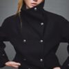 Jachetă Soft-Touch cu guler înalt și croi încrucișat, cu textură moale Jachetă Soft-Touch cu guler înalt și croi încrucișat, cu textură moale