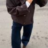 Jachetă Soft-Touch cu guler înalt și croi încrucișat, cu textură moale Jachetă Soft-Touch cu guler înalt și croi încrucișat, cu textură moale