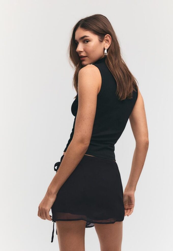 Mini-Skort brodată, cu drapaj Mini-Skort brodată, cu drapaj