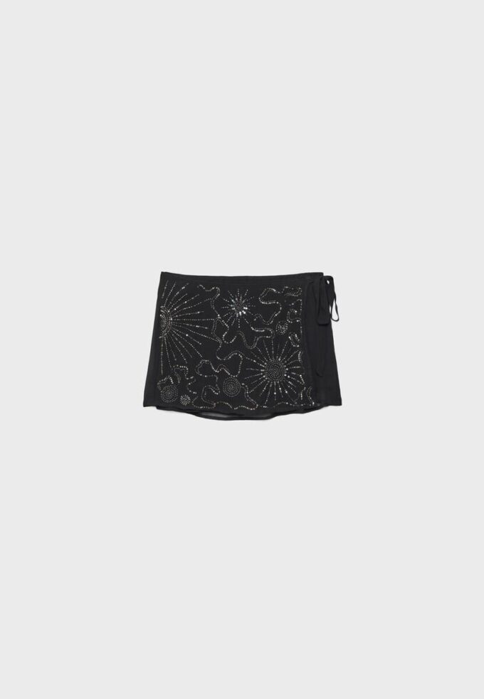 Mini-Skort brodată, cu drapaj Mini-Skort brodată, cu drapaj