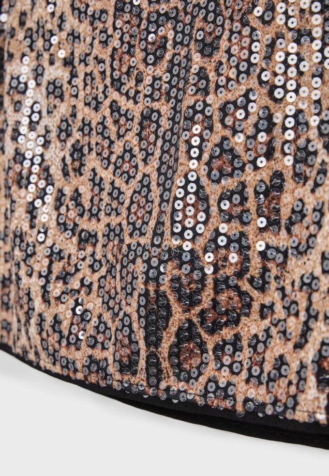 Mini Skort cu paiete cu imprimeu animalier Mini Skort cu paiete cu imprimeu animalier