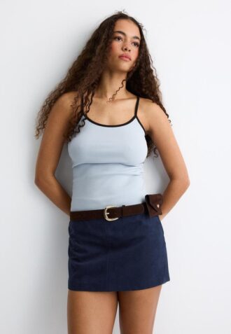 Mini-Skort din imitație de piele de căprioară