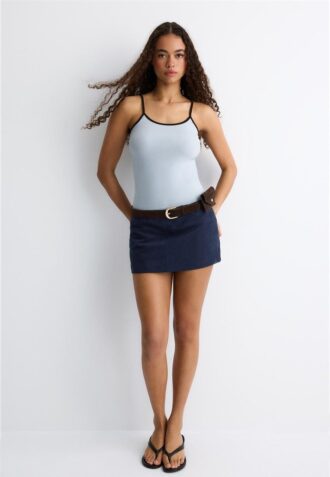 Mini-Skort din imitație de piele de căprioară