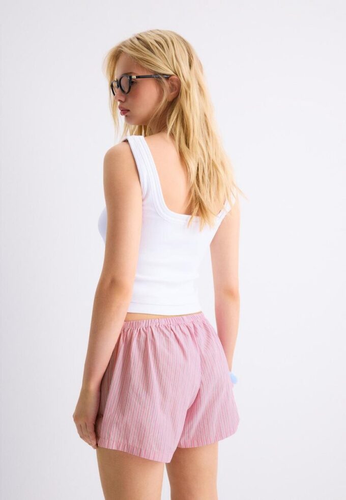 Mini-Skort sarong cu dungi brodate