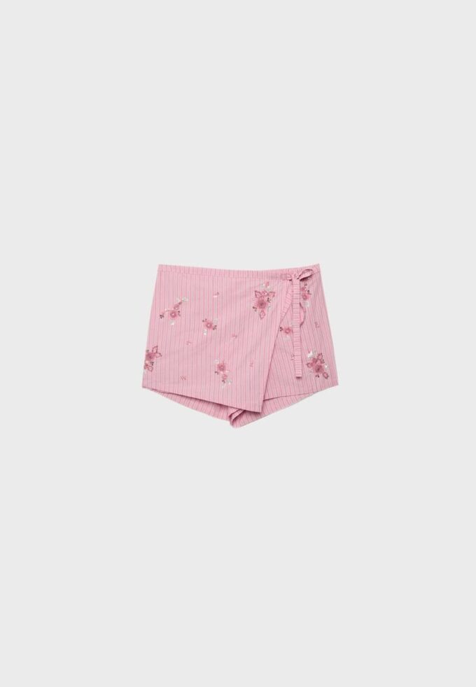 Mini-Skort sarong cu dungi brodate