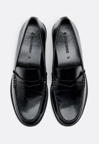 Mocasini negri cu efect de piele