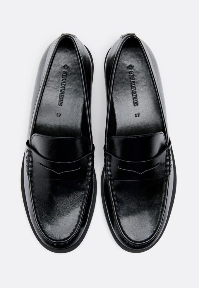 Mocasini negri cu efect de piele Mocasini negri cu efect de piele