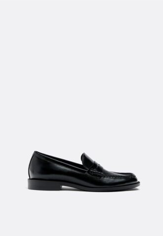 Mocasini negri cu efect de piele