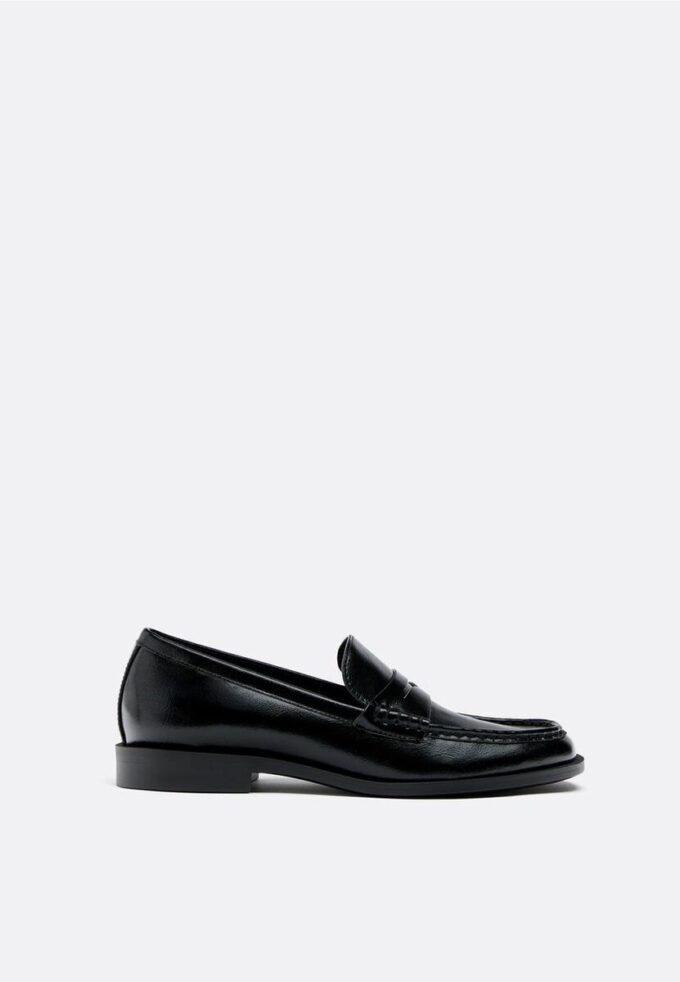 Mocasini negri cu efect de piele Mocasini negri cu efect de piele